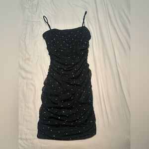Windsor Black Sequin Ruched Mini Dress